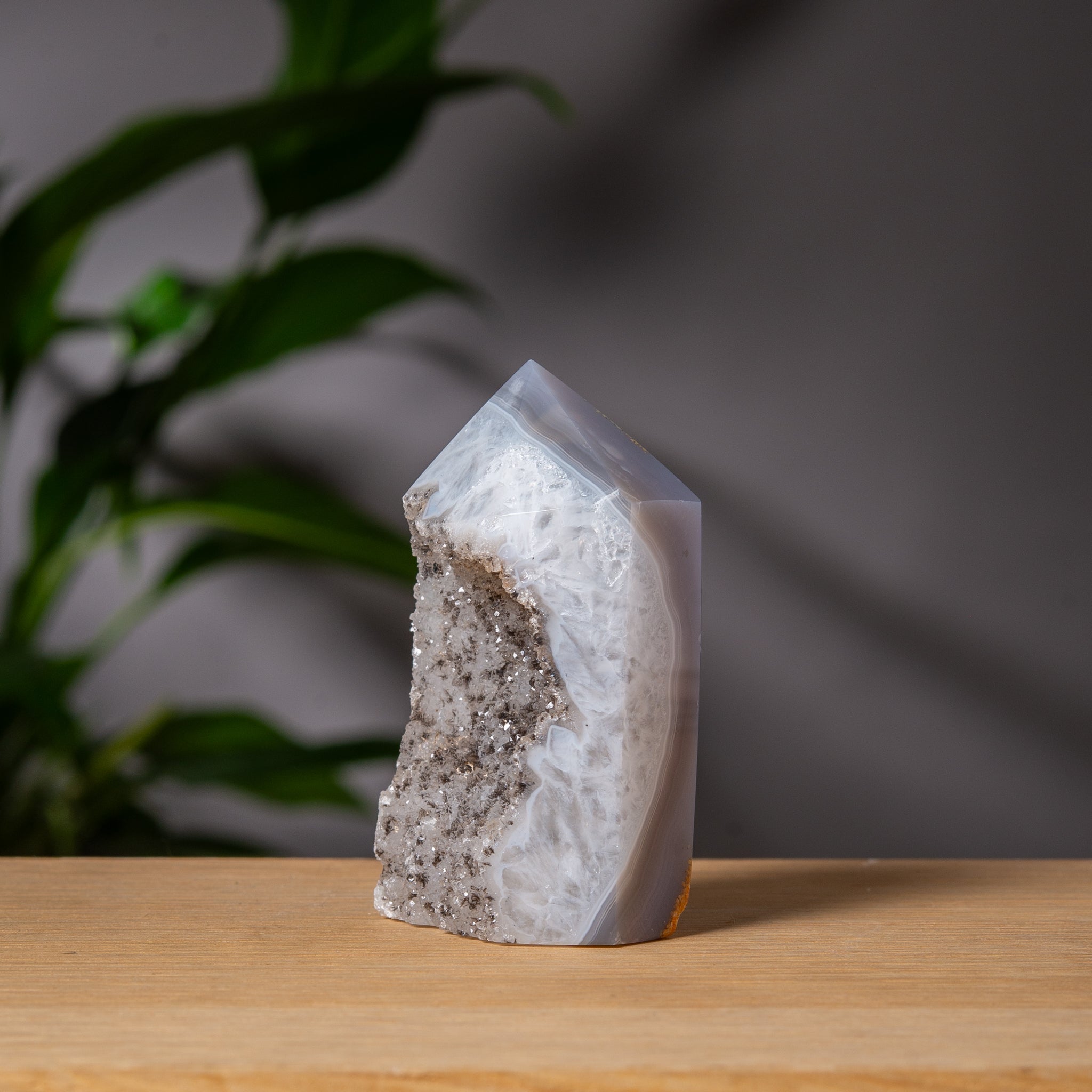 Dark Speckled Druzy Agate Tower