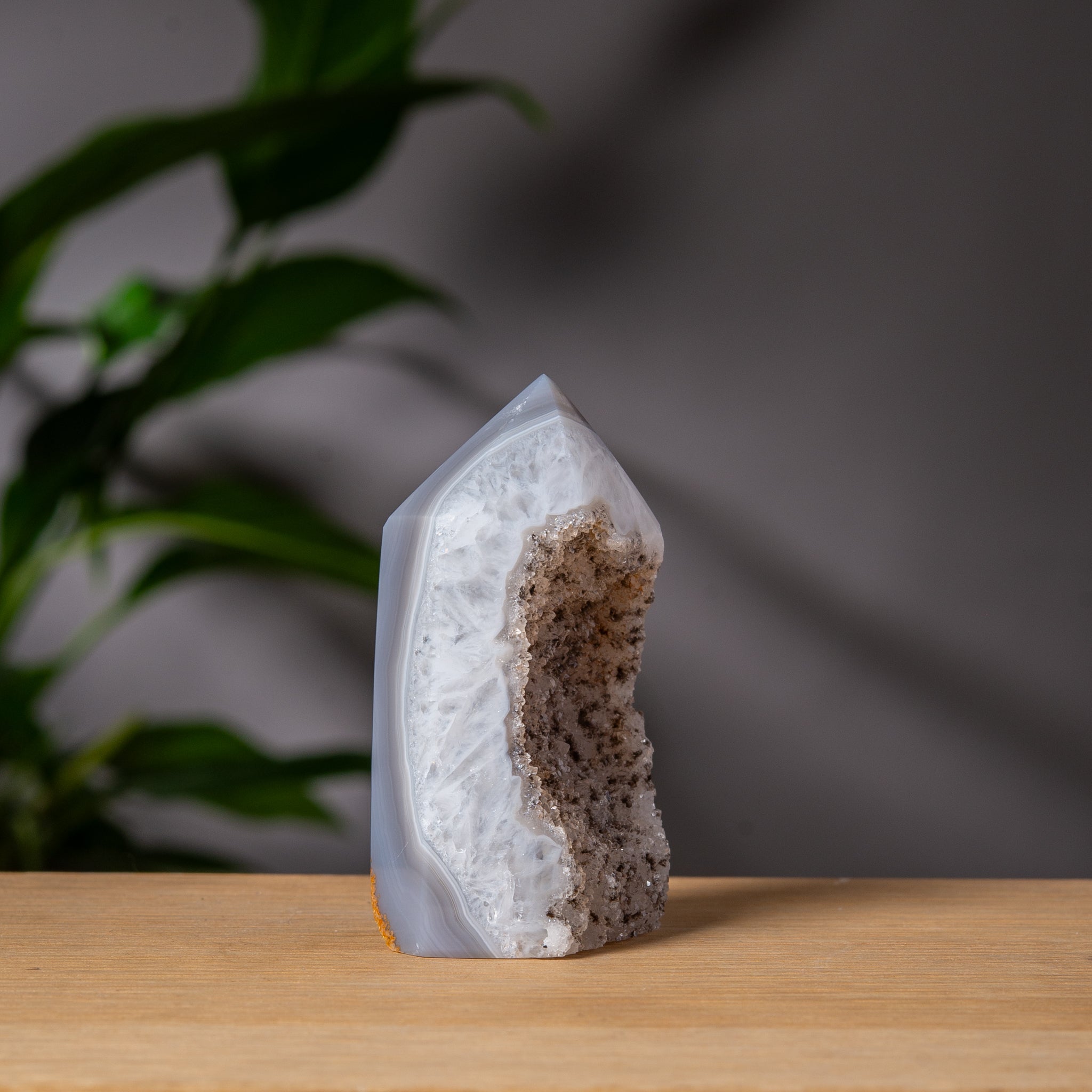 Dark Speckled Druzy Agate Tower