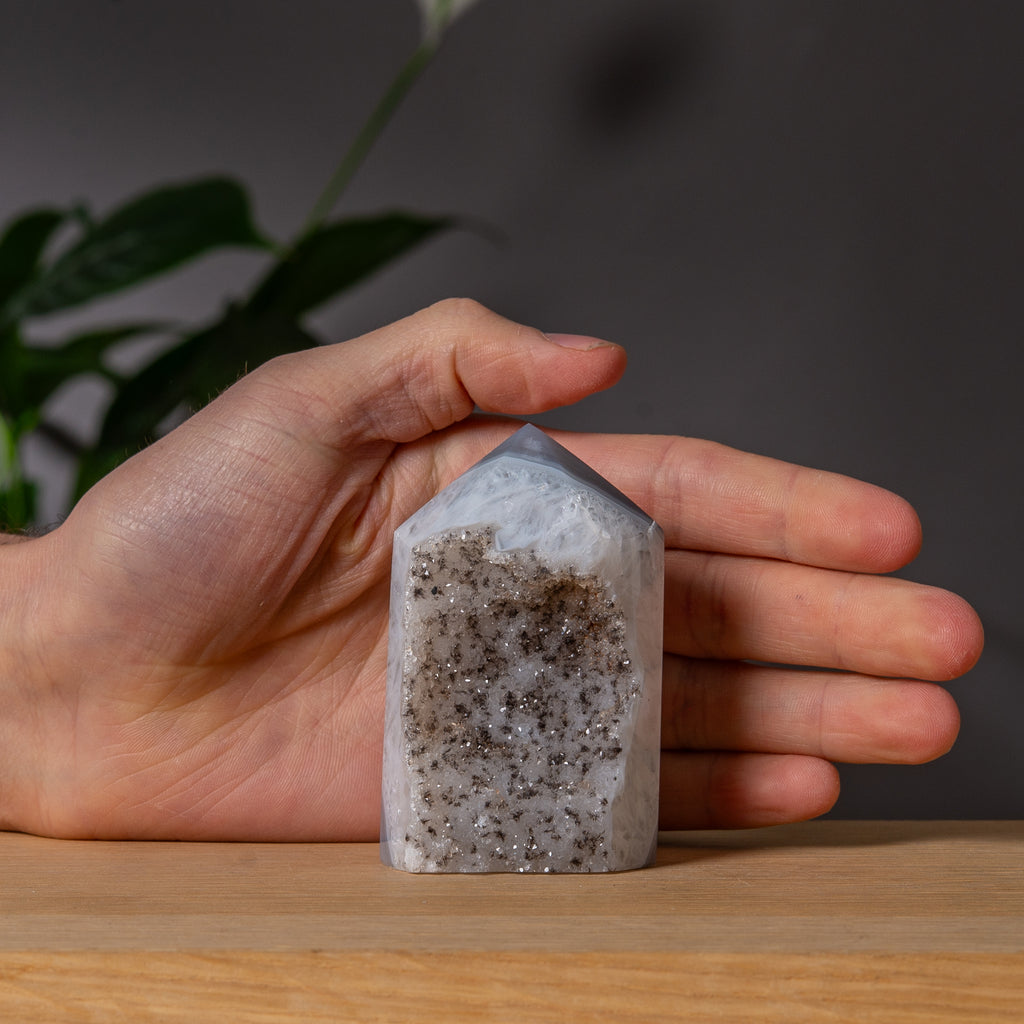 Mörkfläckig Druzy Agat Torn