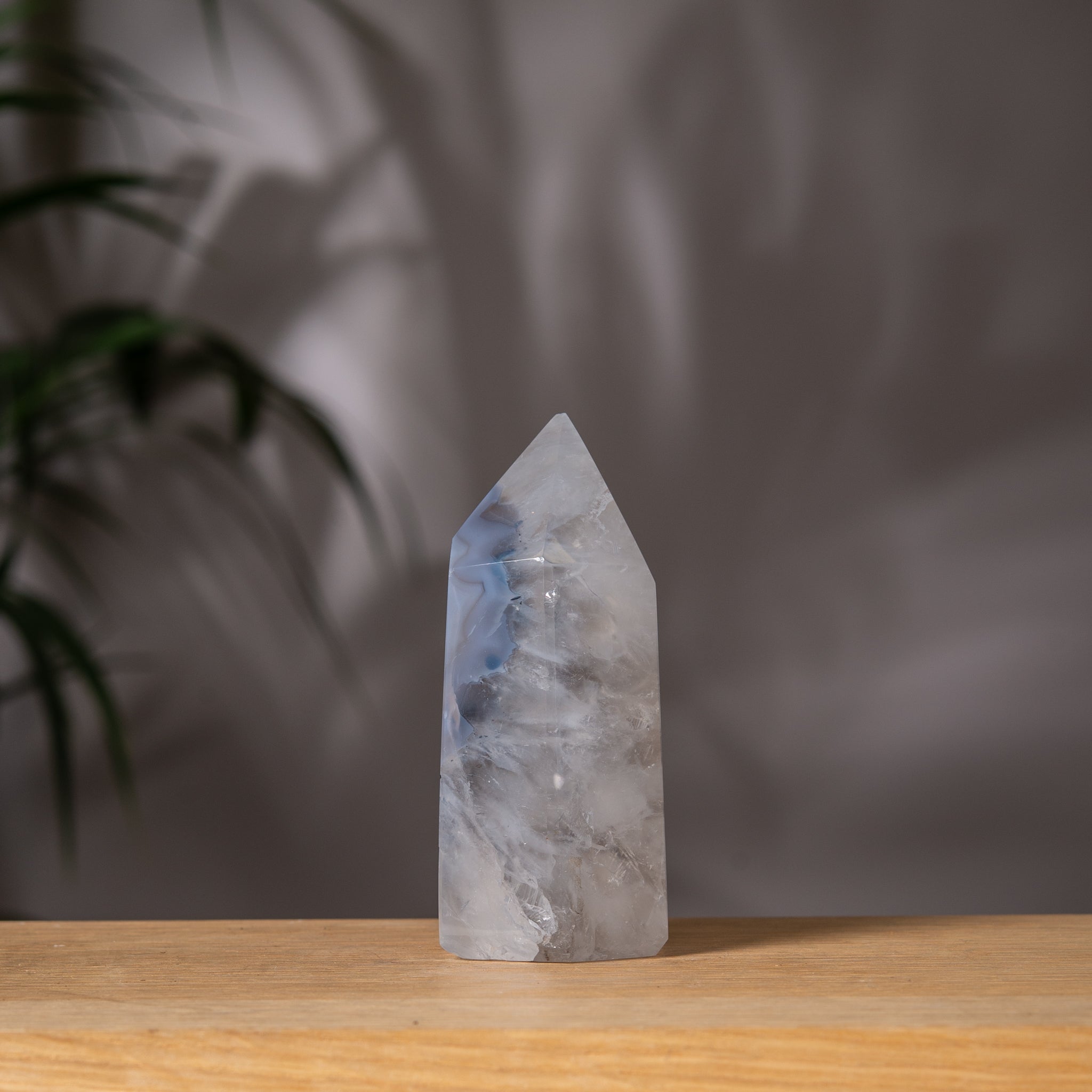 Light Blue Agate Tower with quartz back