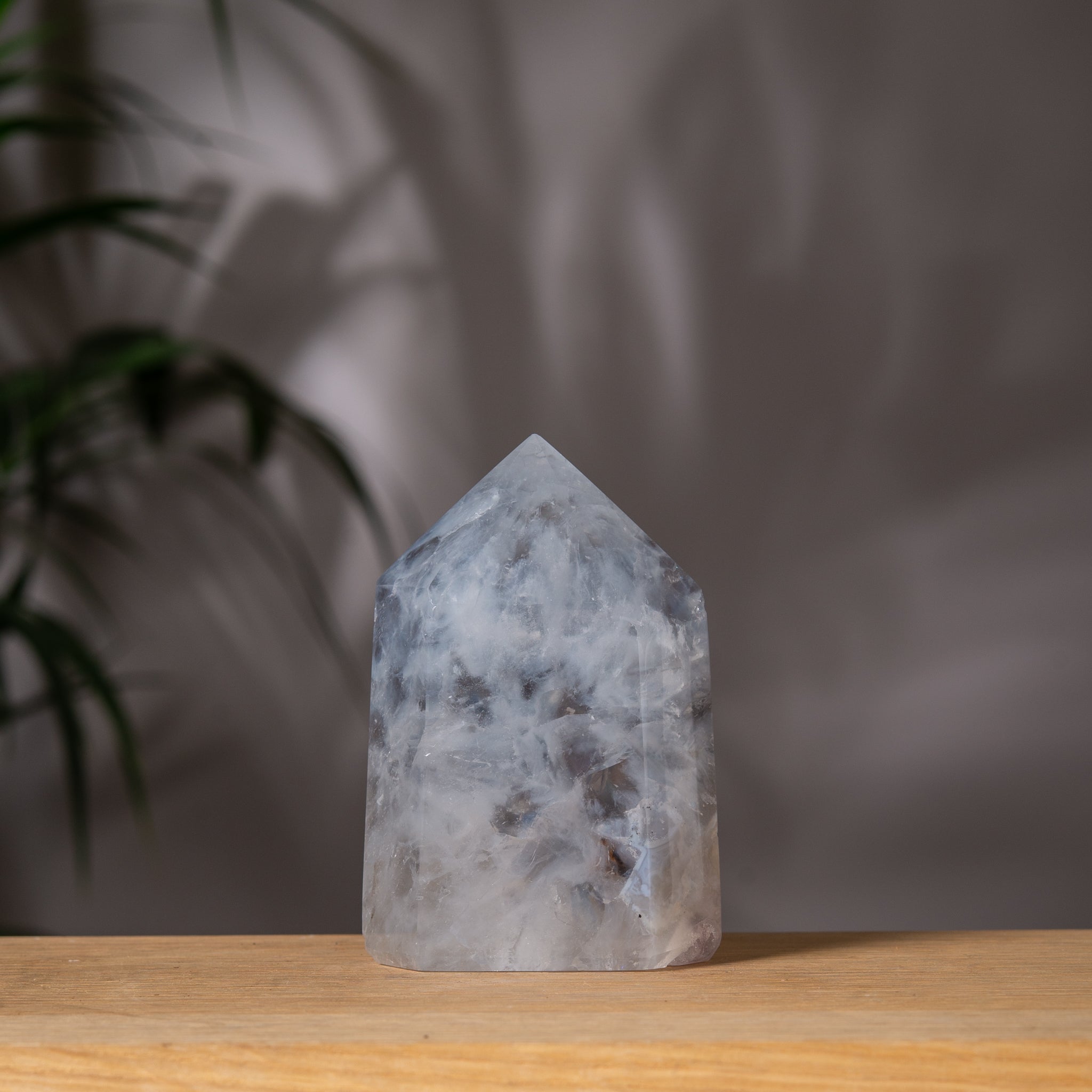 Light Blue Agate Tower with quartz back