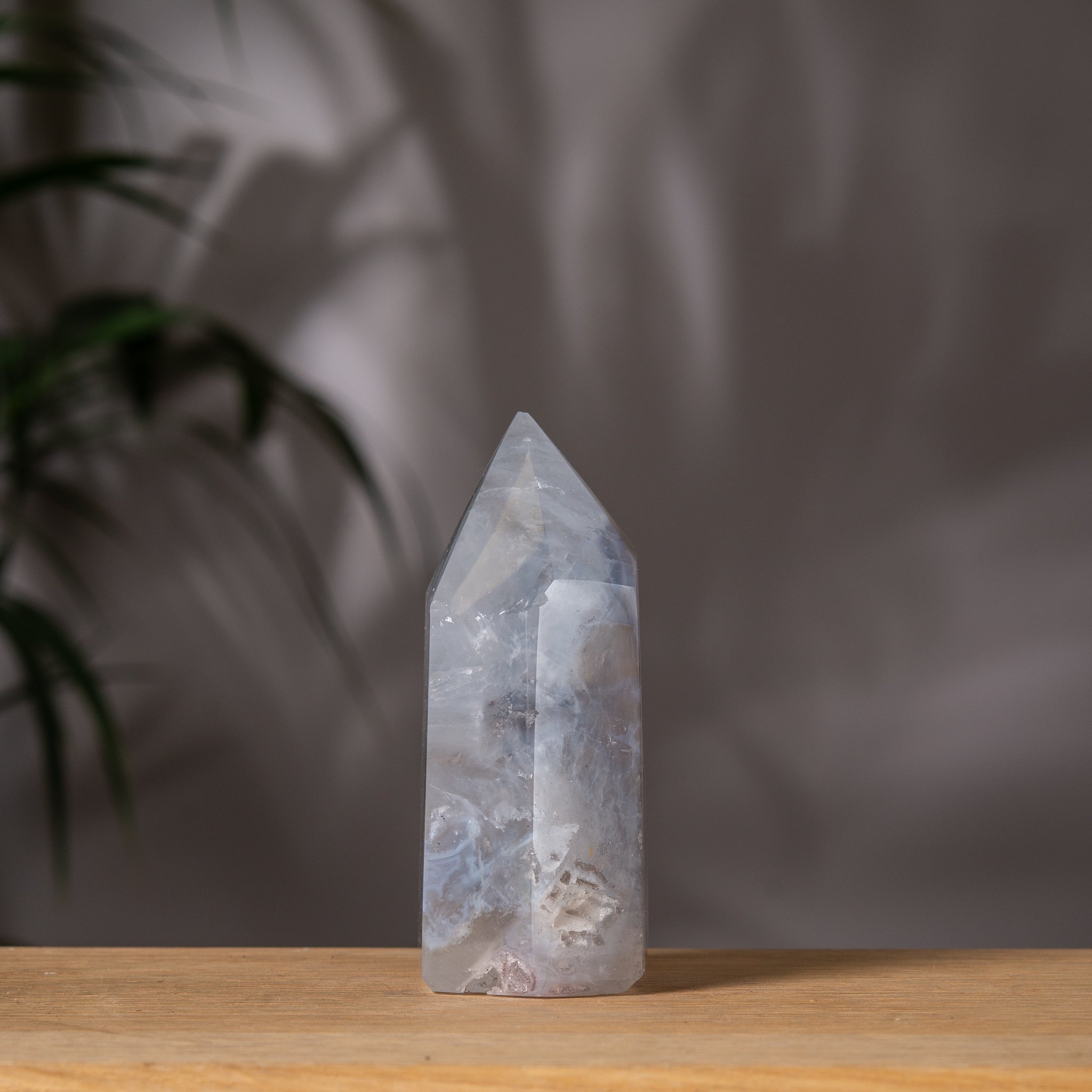 Light Blue Agate Tower with quartz back