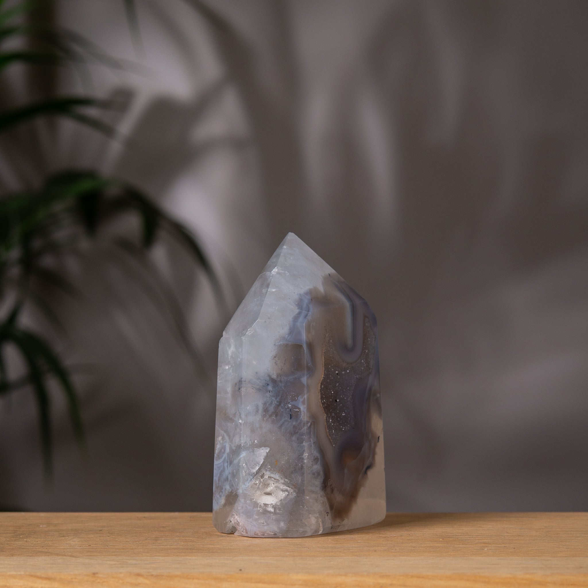 Light Blue Agate Tower with quartz back