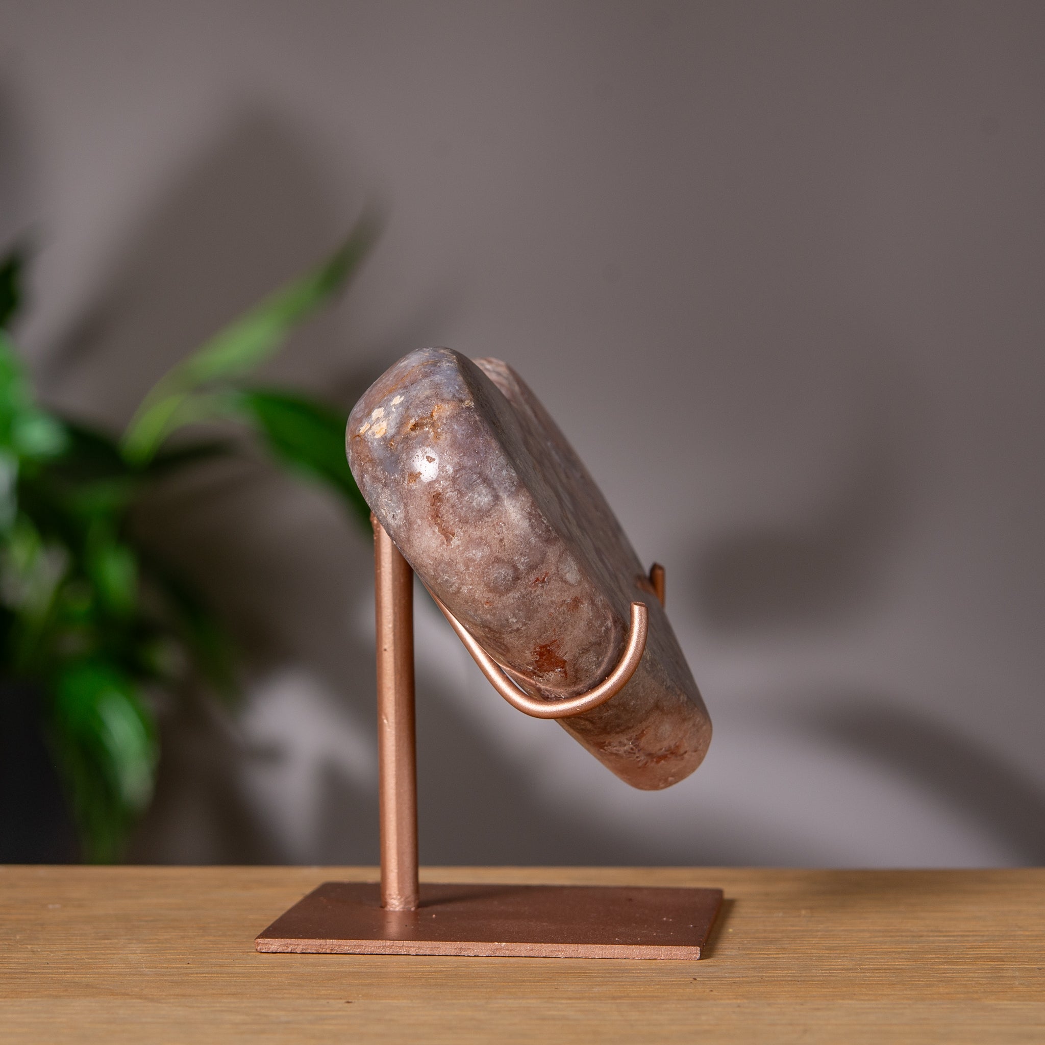 Patterned Pink Amethyst Heart on Stand