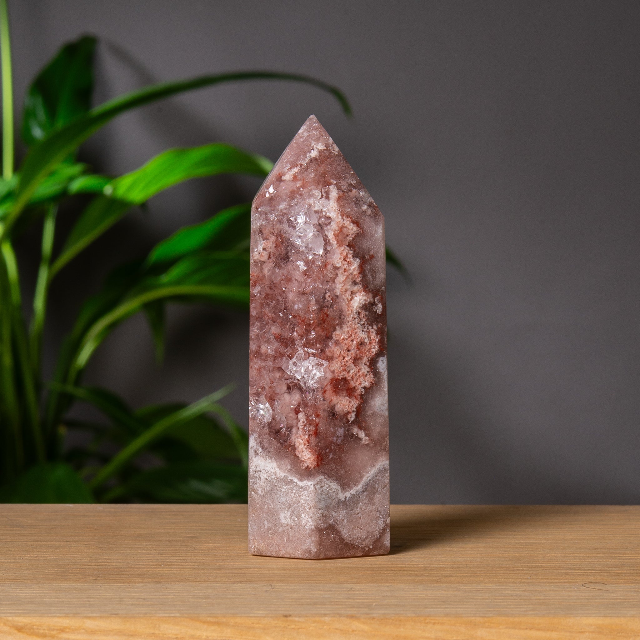 Dark Pink Pink Amethyst Tower with Red Lines