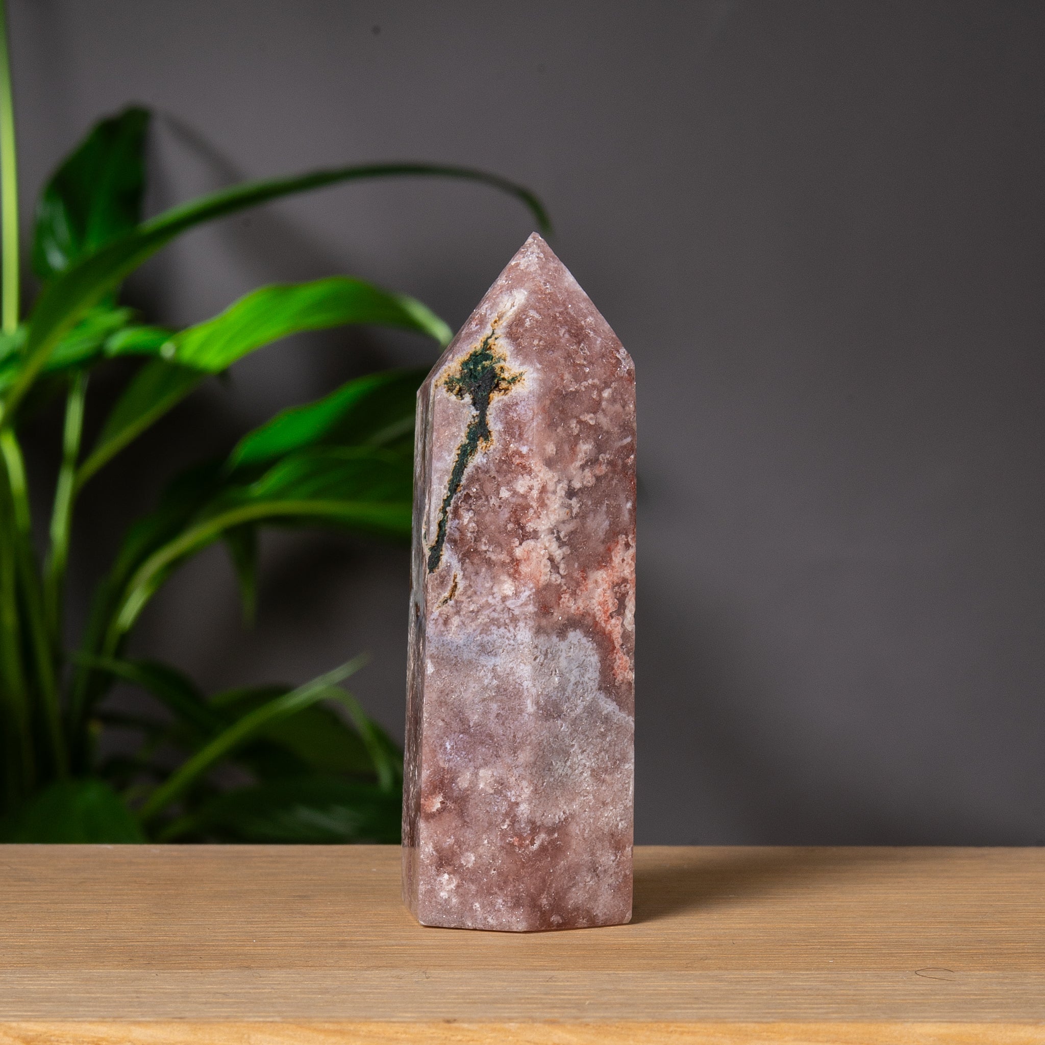 Dark Pink Pink Amethyst Tower with Red Lines