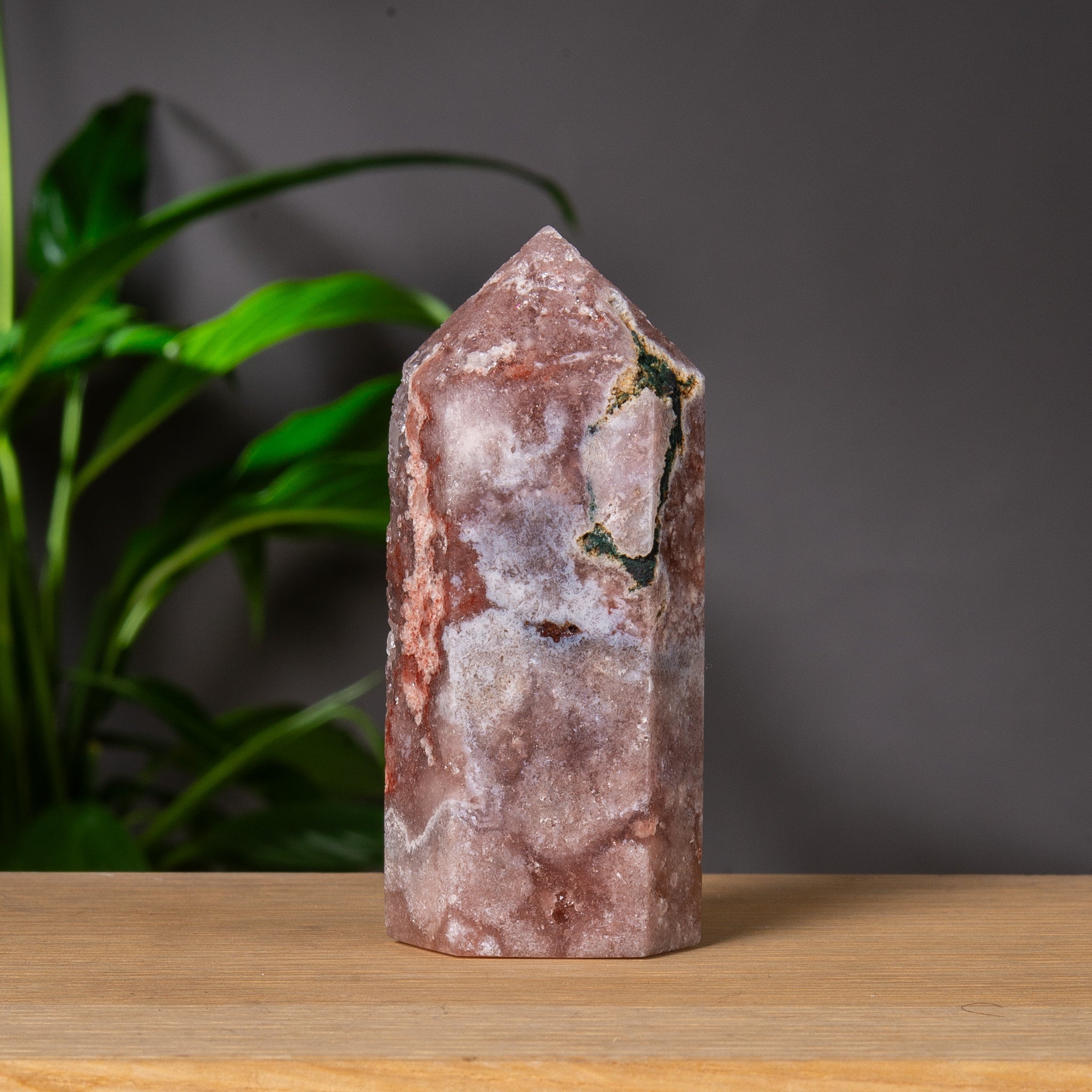 Dark Pink Pink Amethyst Tower with Red Lines