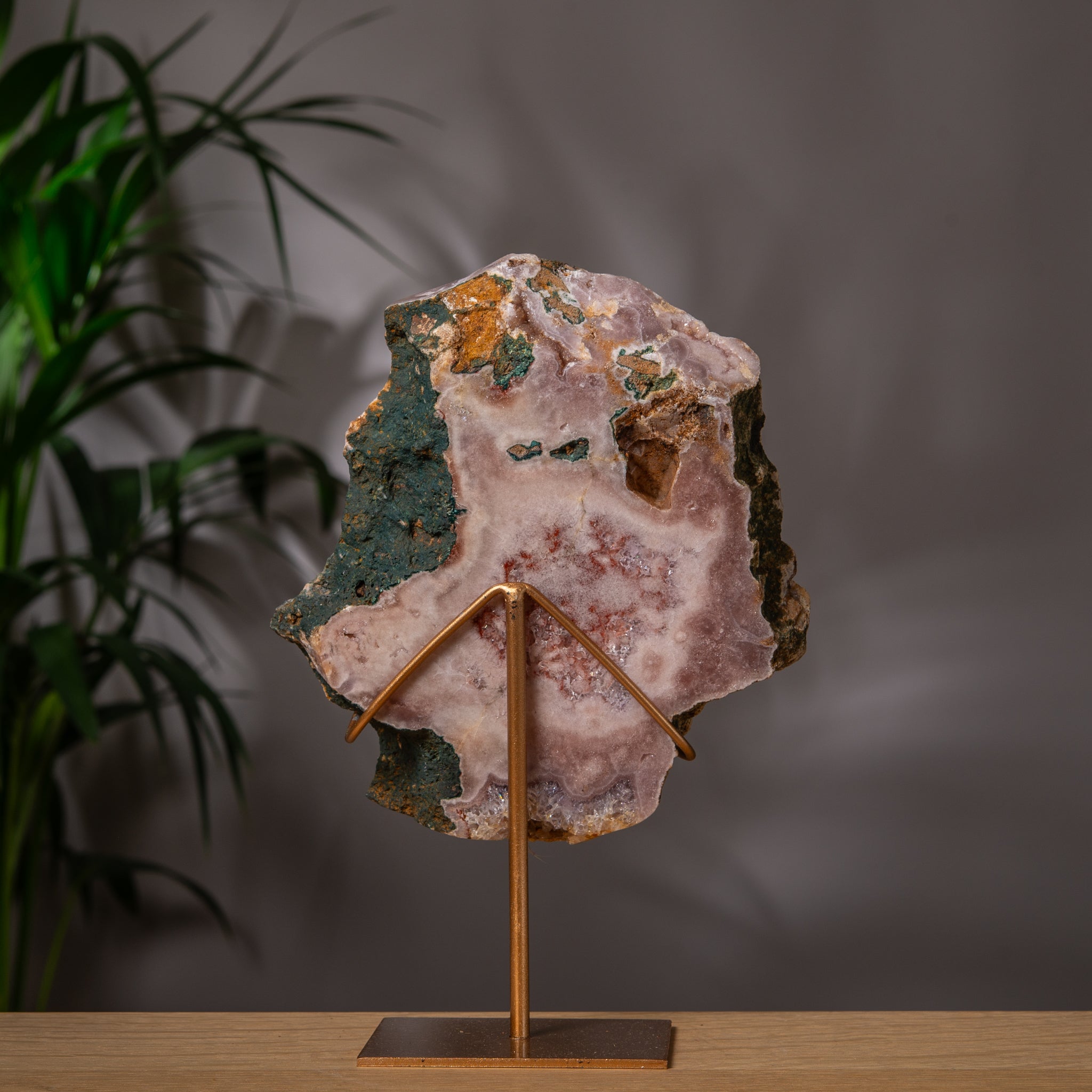 Large Pink Amethyst  Slab on Stand