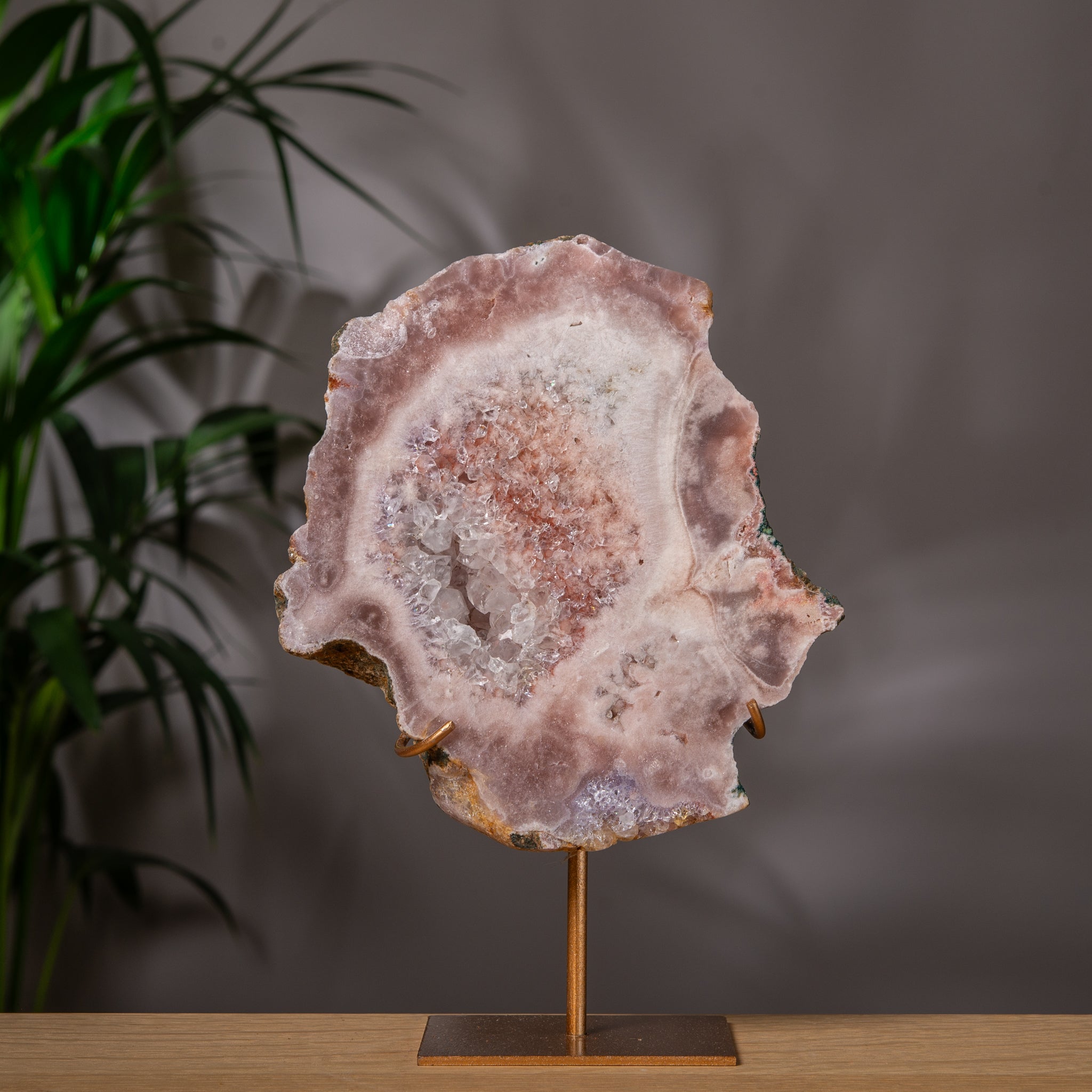 Large Pink Amethyst  Slab on Stand