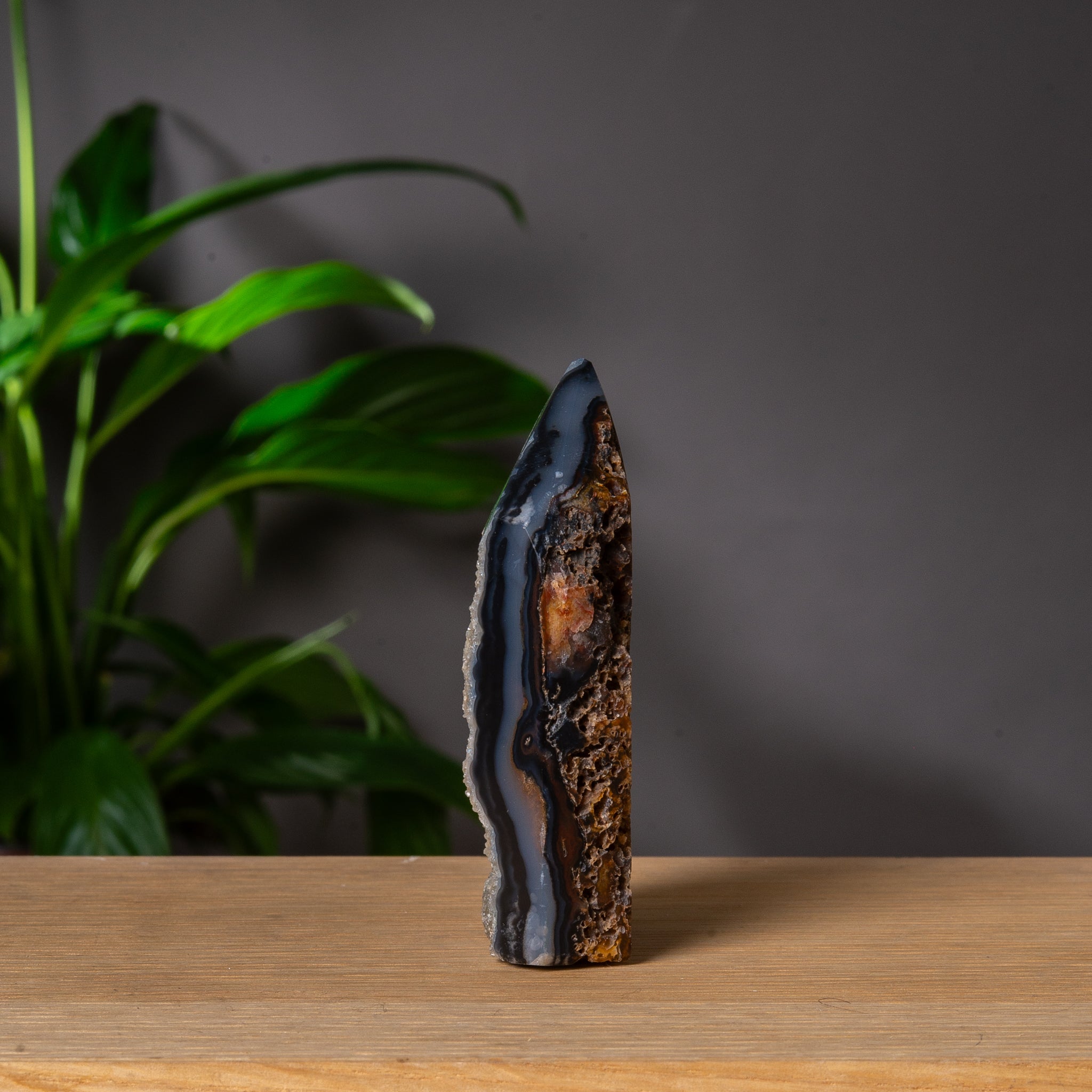 Dark Grey Agate Tower with Light Druzy