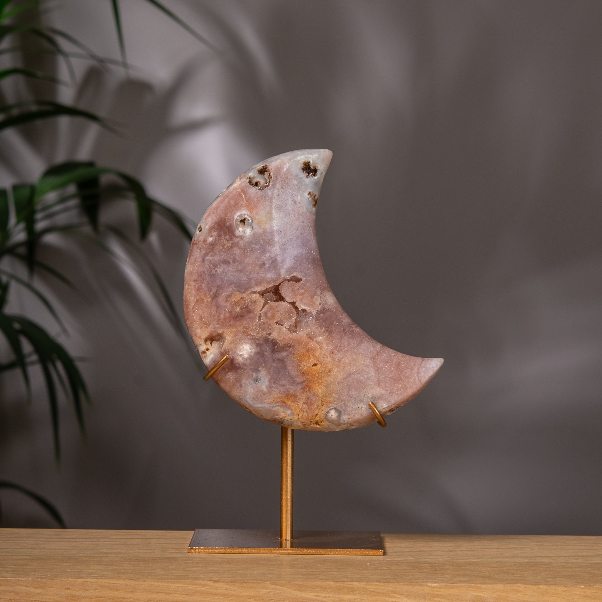 Multi Color Pink Amethyst Moon on Stand