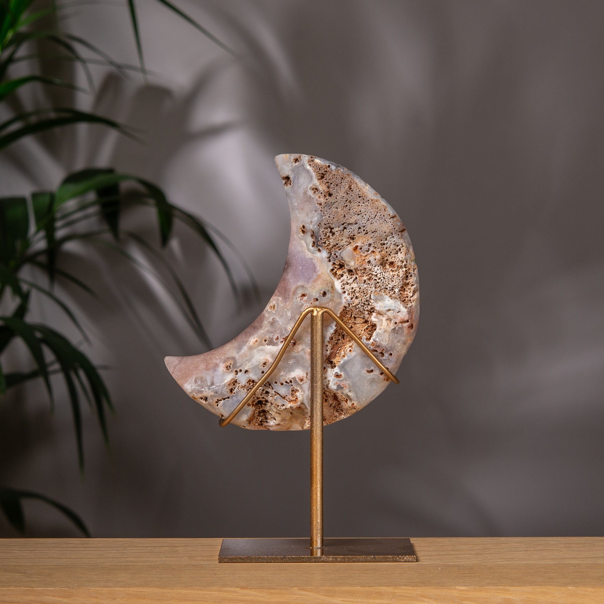 Multi Color Pink Amethyst Moon on Stand