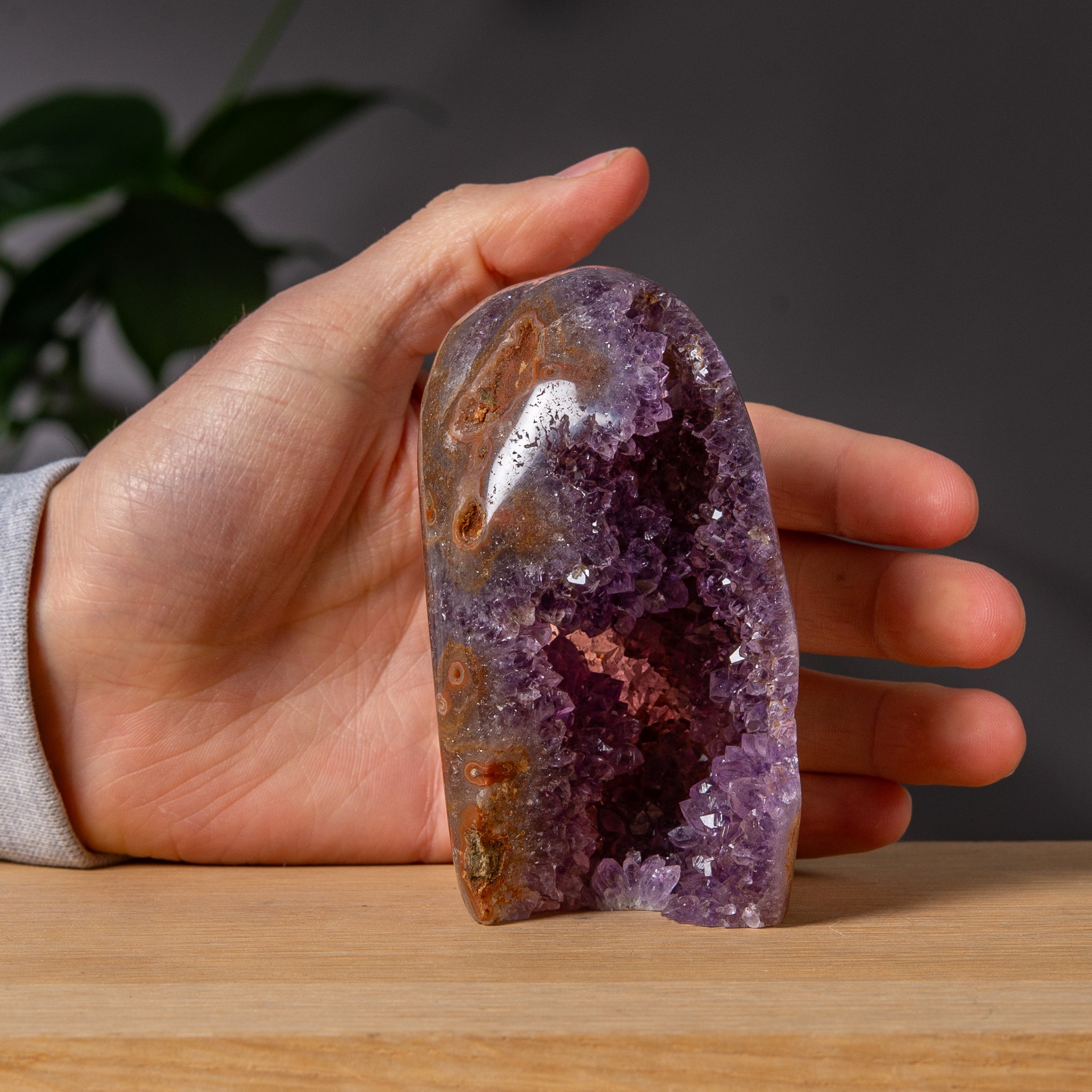 Amethyst free form with brown jasper