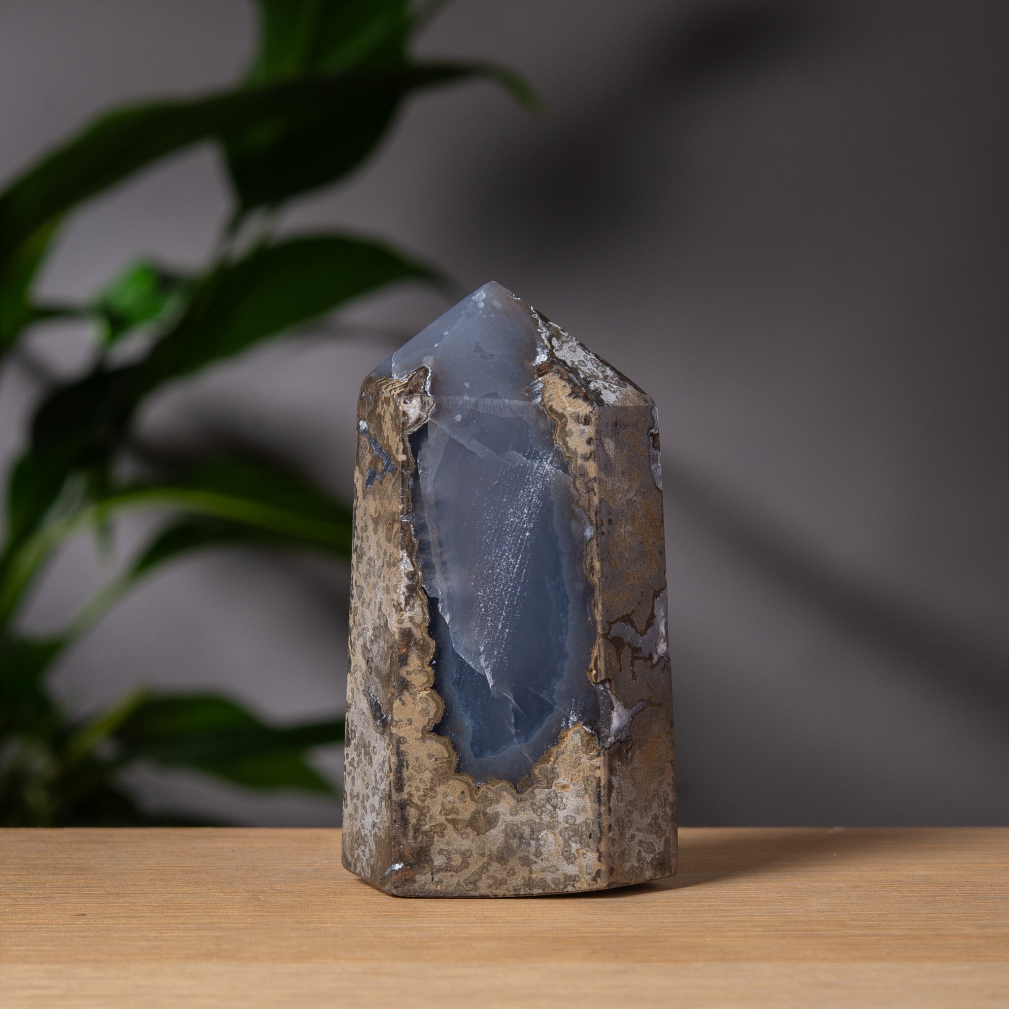 Dark Grey Cavity Agate Tower