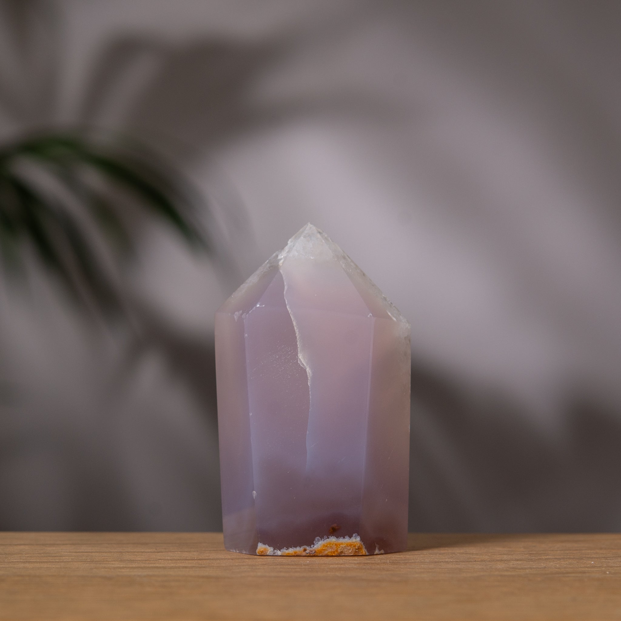 Small Pale Grey Agate Tower with Sugary Opening
