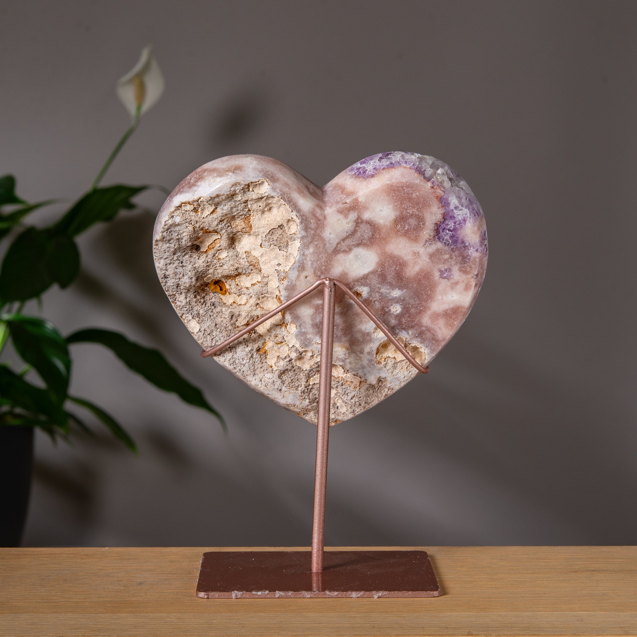 Large Pink Amethyst Heart with Pink-Purple Druzy