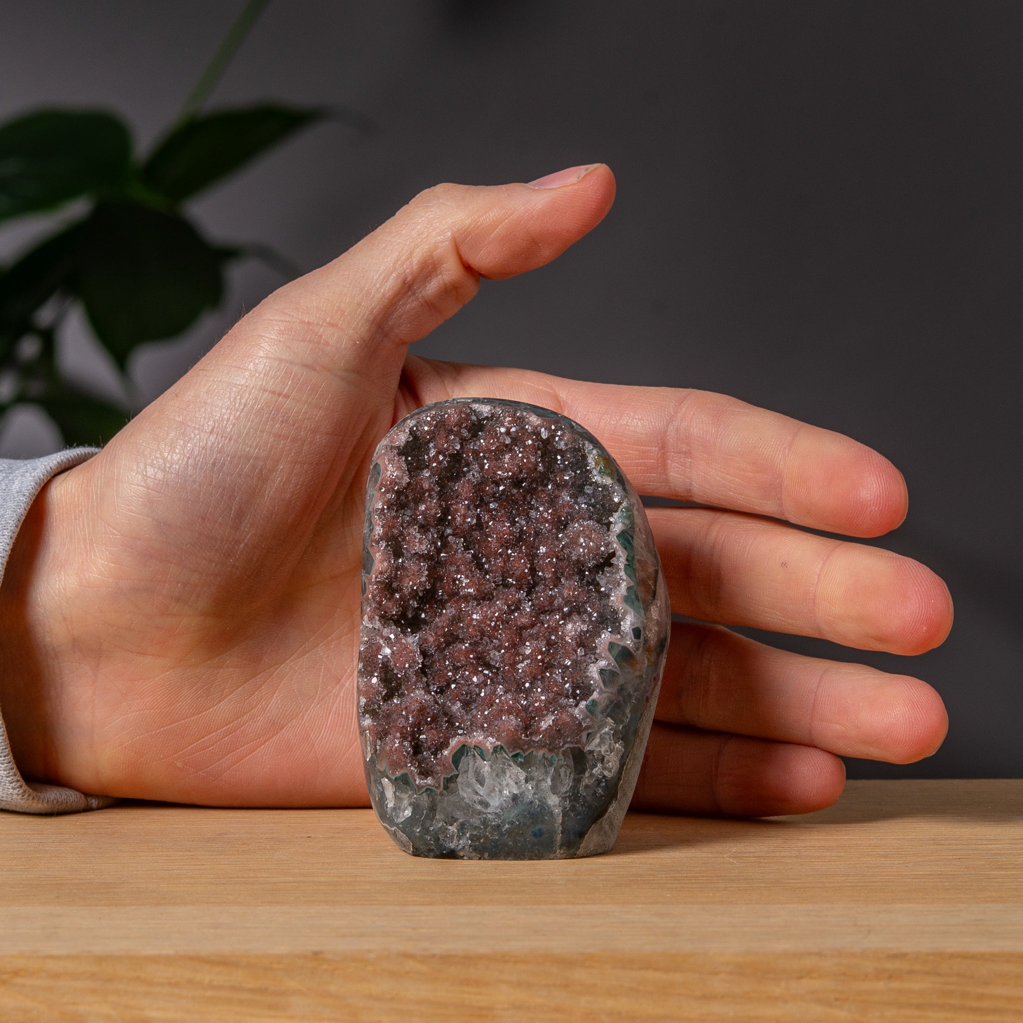 Dammig Vinröd Druzy Ametist (cutbase)