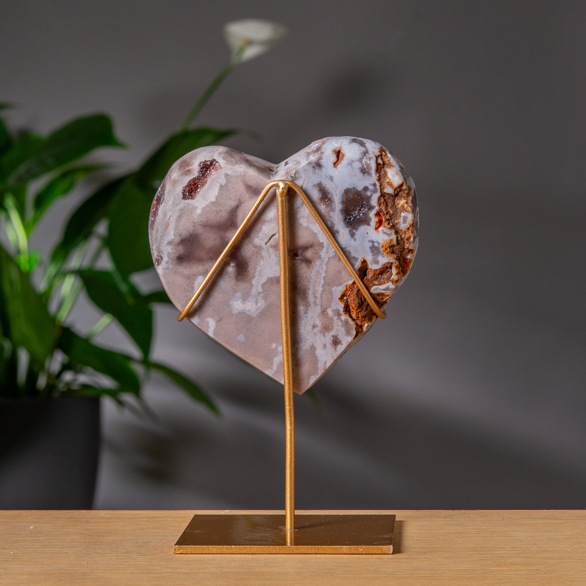 Rosa ametist med speciell grå agat